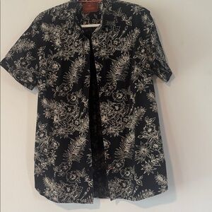 Scotch&Soda Black and White Floral Short Sleeve Shirt L
